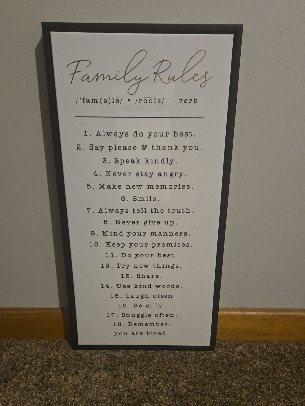 Family Rules Wall Canvas